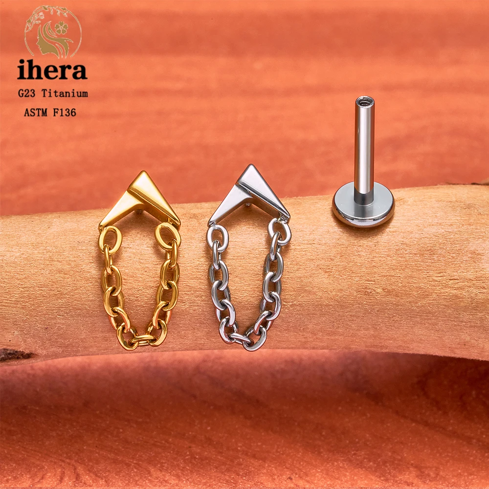 ASTM F136 Titanium Ear Cartilage Earrings Internal Thread 16G Hidden Helix Stud CZ Drape Chain Flat Back Tragus Piercing Jewelry