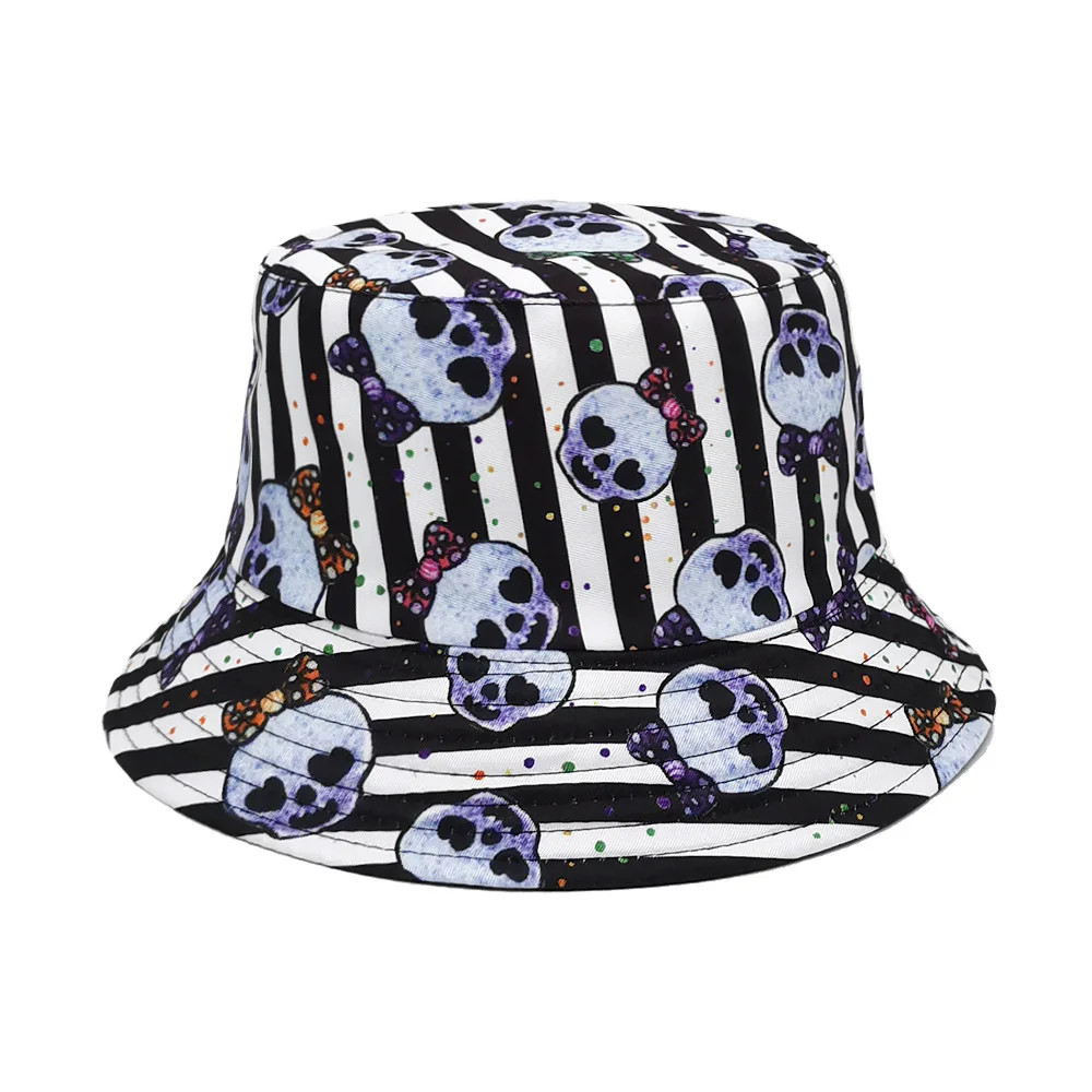 Skull Pattern Bucket Hat Women Men Spring Summer Travel Sunscreen Reversible Fisherman Cap Female Decorate Panama Street Hip Hop