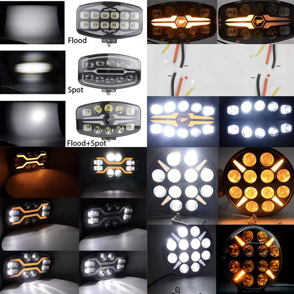XTG LED Light 7' 9' Truck MAN Scani Off Road Spotlight Headlight Driving Flood LED Work Light DRL White Turnning Yellow 12V24V