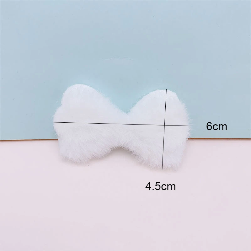 20Pcs 6*4.5CM Furry Felt Bowknot Padded Appliques For Baby Sock Hat Sewing DIY Headwear Accessories Patches