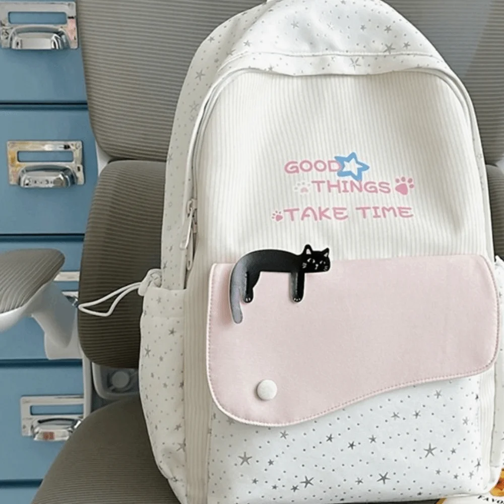 Sweet Cat Star Backpack Minimalist Multicolored Nylon Rucksack Large Capacity Multiple Pockets Student School Bag Commute