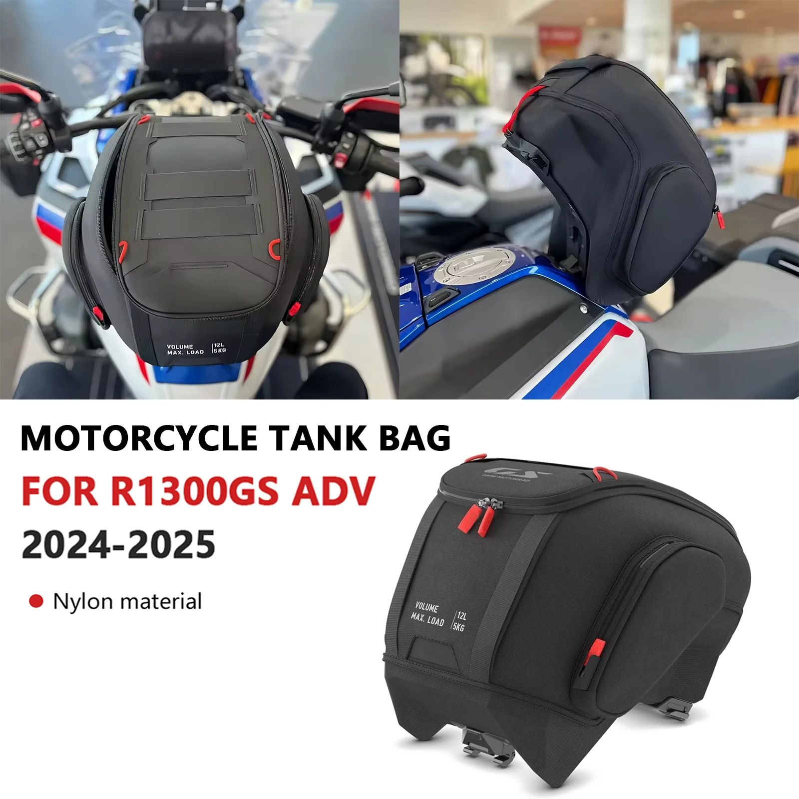 

Новинка для R1300GS ADV R 1300 GS Adventure 2024 2025, мотоциклетная сумка на бак 12 л, черный багаж, водонепроницаемый рюкзак, комплект с быстрой блокировкой