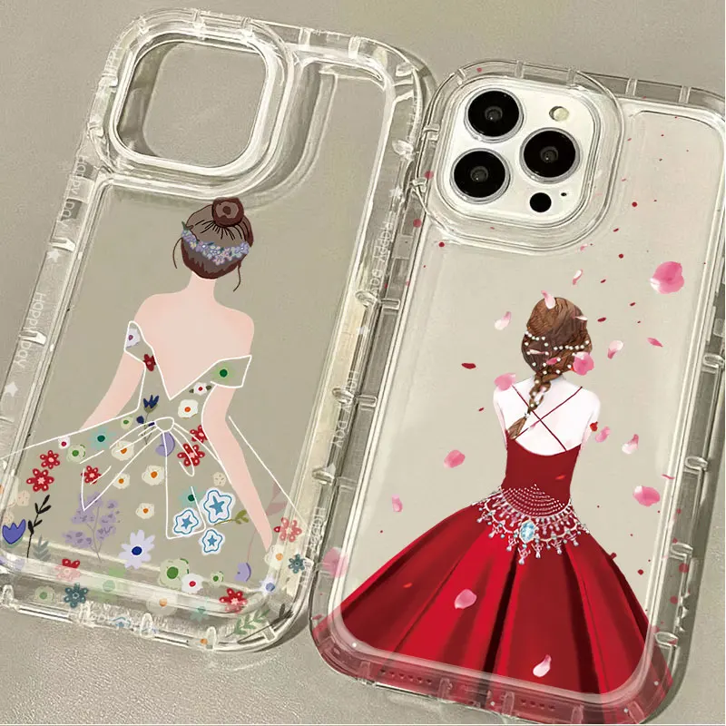 Fashio Girl Flower Case for Samsung Galaxy A15 A55 A05 A05S A14 A24 A13 A23 A73 A12 A22 A32 A52 A52S A72 A31 A51 A71 Capa Clear