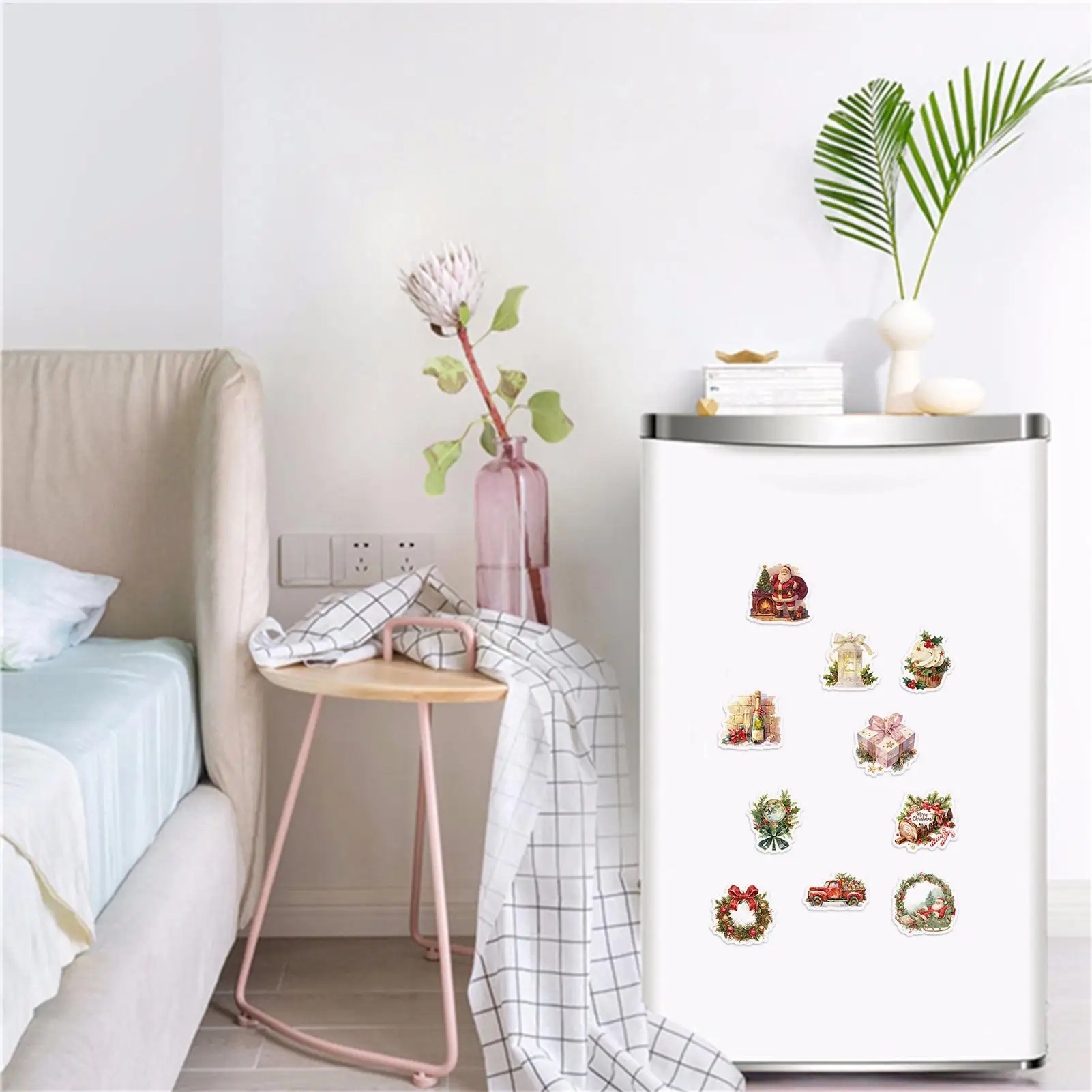 Pegatinas navideñas para álbum de recortes, 100 piezas, calcomanías para equipaje, casa de Navidad, alce, muñeco de nieve, pegatinas navideñas para rellenos de medias, teléfono
