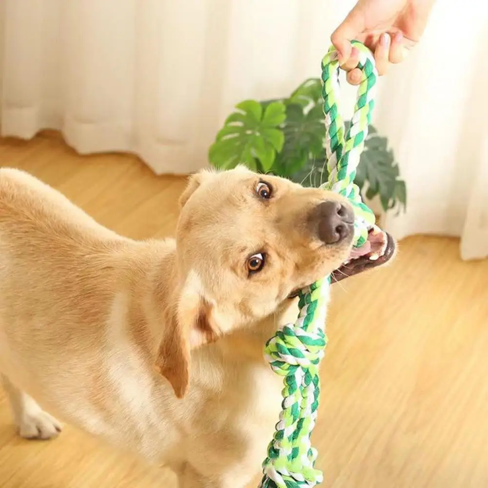 Interactive Dog Cotton Rope Toy Bite-Resistant Teeth Cleaning Anxiety Relief Soft Fabric Dog Daily Training Pet Toy