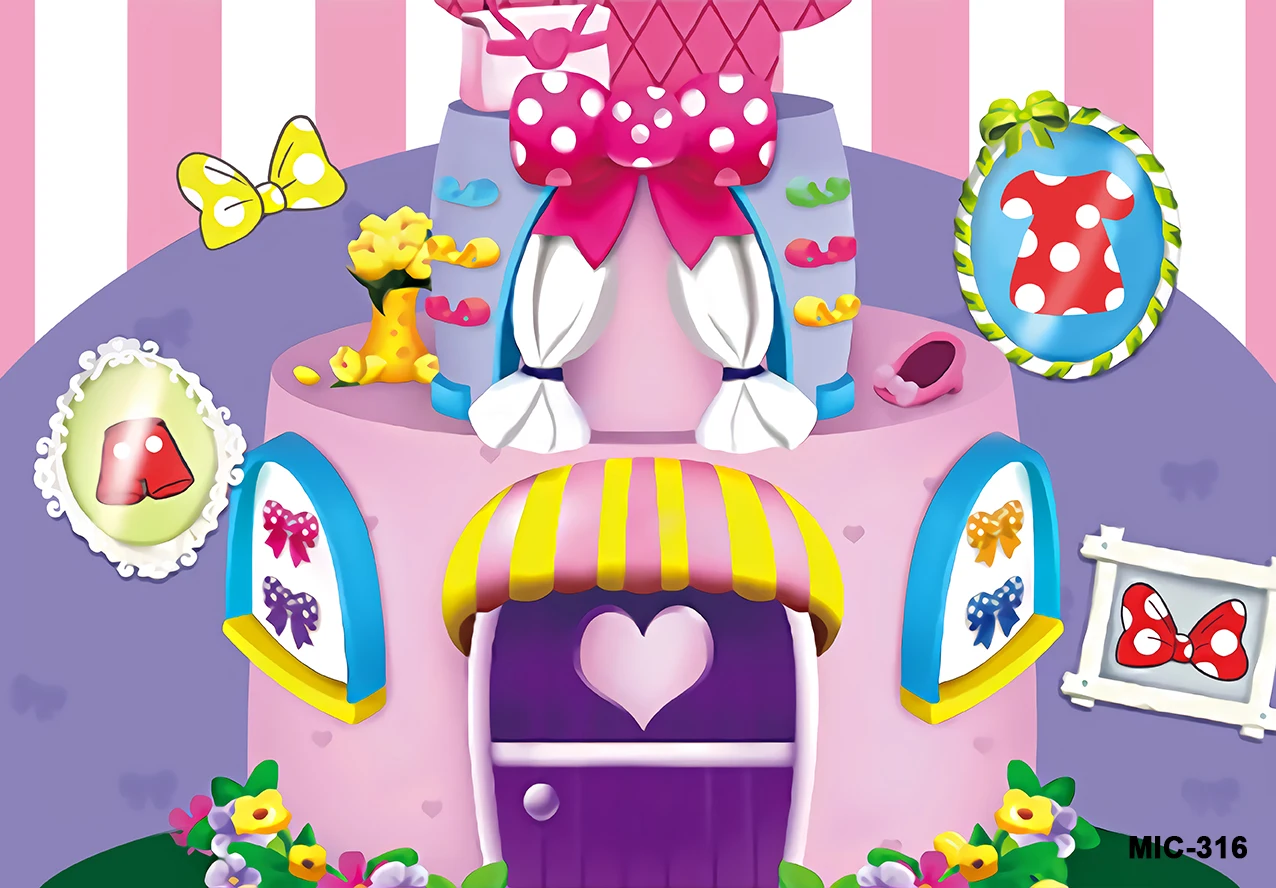 Baby Mädchen Geburtstag Kulissen für Fotografie Mickey Minnie Maus Party Dekorationen Rosa Hintergrund Tuch Studio Foto Kulissen