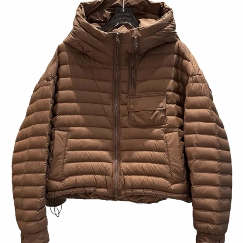 Women's Clothing Lightweight Down Jacket Winter Warm New Loose Fit Hooded Plus Size Fashion White Duck Down Outerwear Short Tops