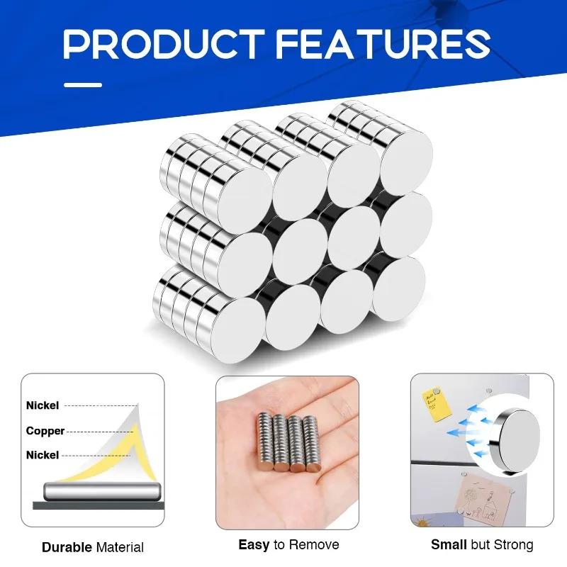 Round Home Decoration Accessories Magnets for Fridge, DIY, Building, Scientific, Craft, and Office 5x2 8x2 10x2 10x3