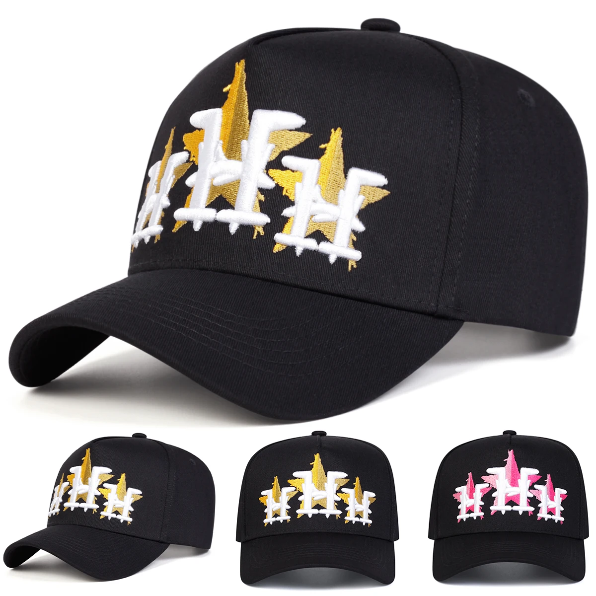 Unisex-Baseballmützen mit H-Buchstaben-Pentagramm-Stickerei, für Frühling und Herbst, für den Außenbereich, verstellbare Freizeithüte, Sonnenschutzhut, Sportkappe
