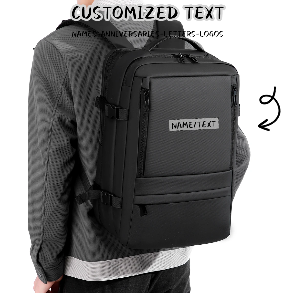 

Customizable Logo Expandable Business Backpack for Men, Suitable for Commuting and Business Trips, 15.6inch Laptop Backpack, Exclusive DIY Design