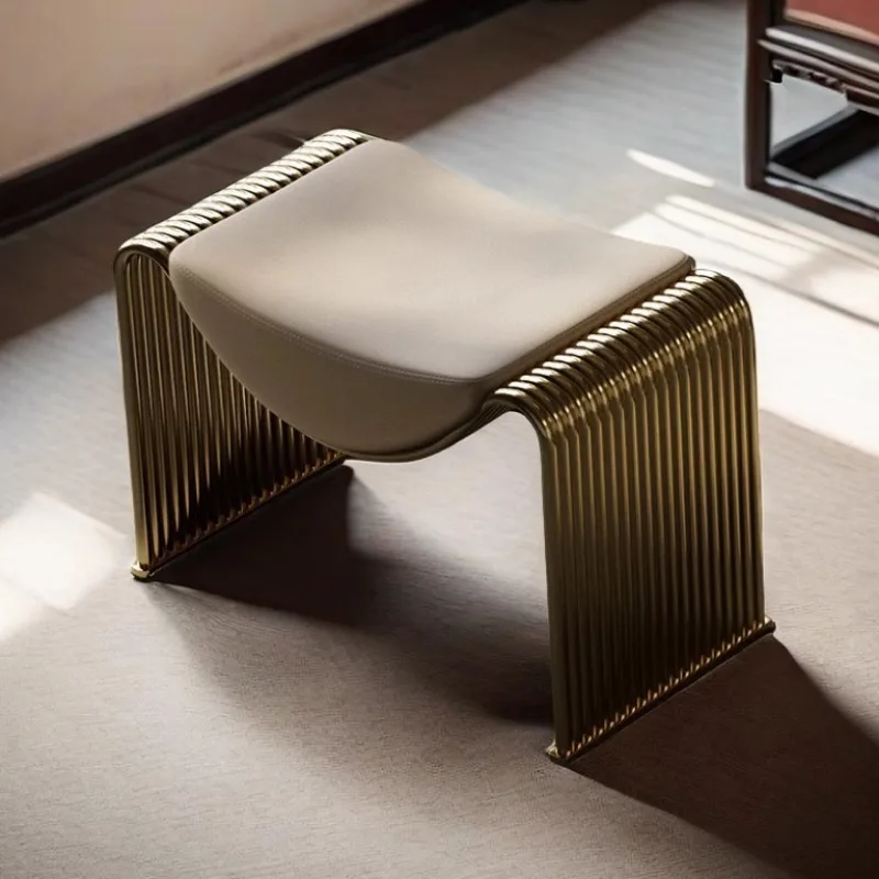 Light Luxury Bedroom Dressing Stool Minimalist Iron Design Home Foyer Shoe Changing Stool Living Room Reception Seat Furniture