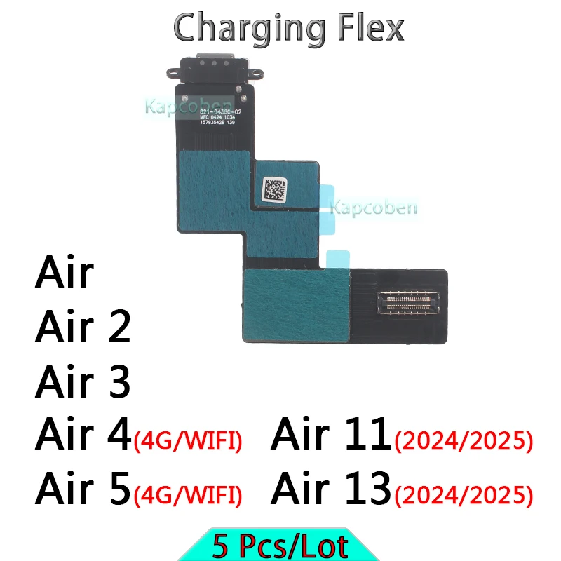 

5 Pcs/Lot USB Ports Dock Connector Cable for Ipad Air 4 5 2 3 11 13 2024 2025 6th 7th 4th 5th Generation 4G Wifi Charging Flex