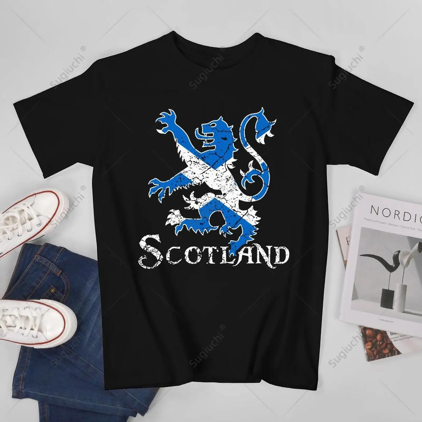 

Футболка унисекс с изображением шотландского льва, 100% хлопок, для мужчин, женщин и мальчиков