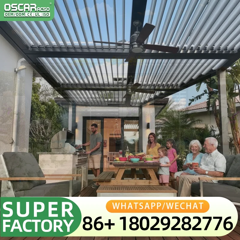 Standalone Aluminum Glass Sunroom Patio Enclosure Conservatory Winter Garden Kit Bioclimatic Louver Roof Pergola Villa Courtyard
