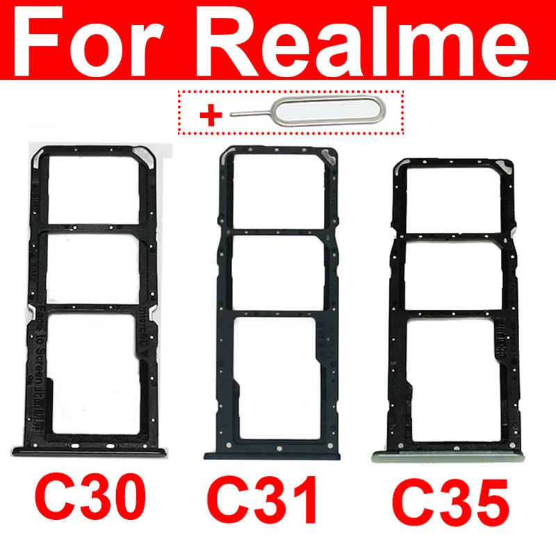 SIM Card Tray For Oppo Realme C30 C31 C33 C35 RMX3501 RMX3511 Dual Sim Card Slot Tray Holder  Card Reader Adapter Parts