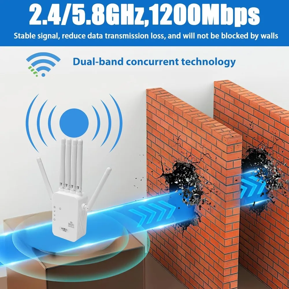 300/1200Mbps اللاسلكية واي فاي مكرر واي فاي إشارة الداعم ثنائي النطاق 2.4G موسع واي فاي جيجابت الاتحاد الأوروبي الولايات المتحدة المقابس واي فاي مكبر للصوت WPS توجيه