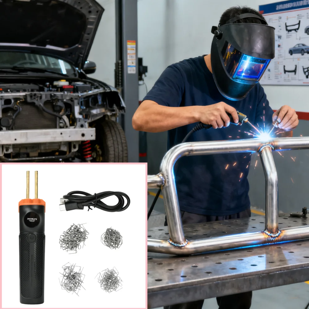 Handheld Cordless Lithium Battery Plastic Welding Gun With 5000mAh Lithium Battery and 400PCS Welding Needle Type C Interface