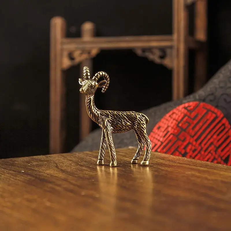 Vintage Brass Goat Figurine With Hand Carved Details Antique Brass Finish Perfect For Home Office Decor Collectible Gift