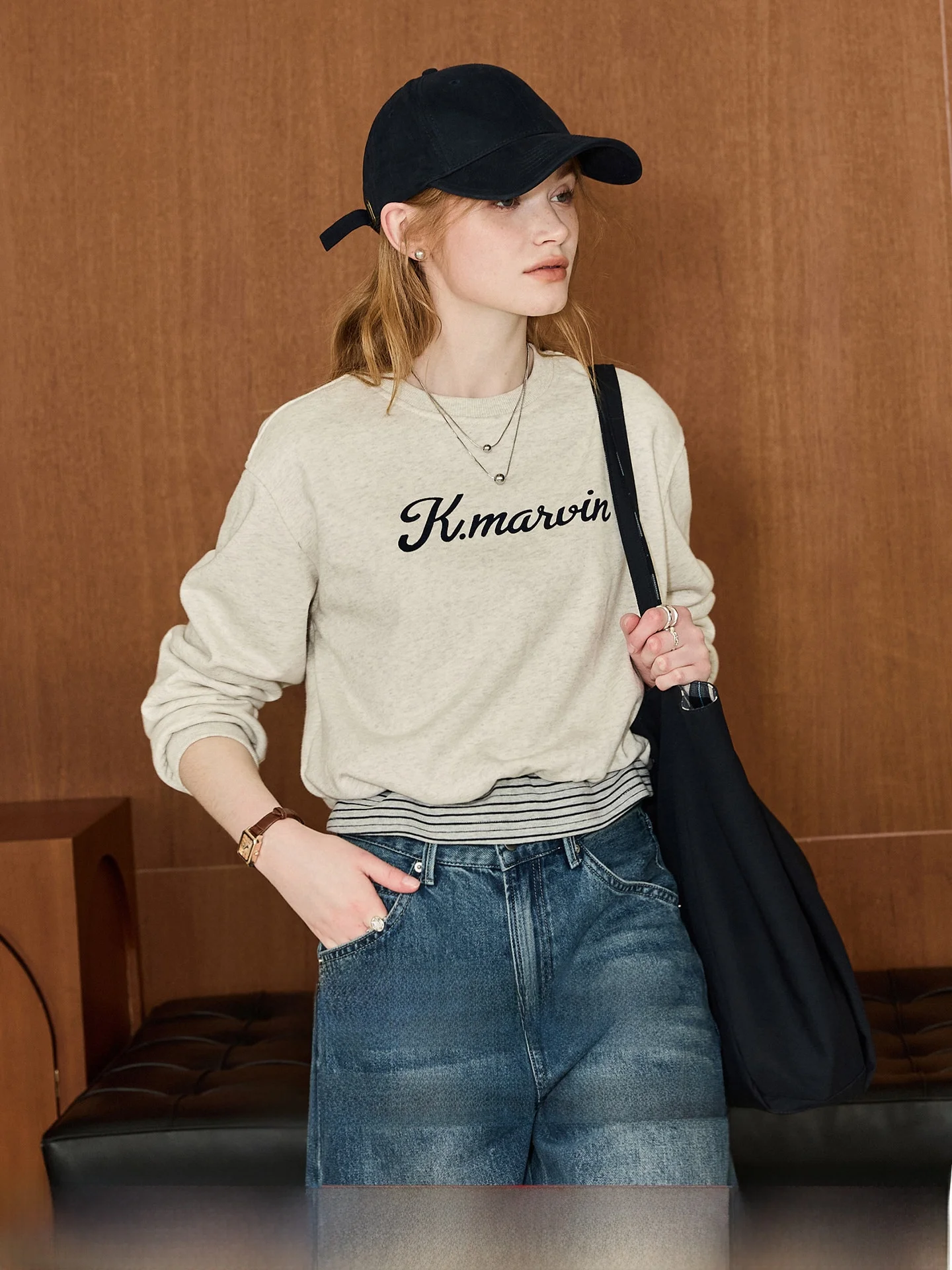 KuNMaVi Women's Color Block Striped Hem Sweatshirt Casual Comfortable Knitted Cotton Polyester Blend Short Sleeve round Neck