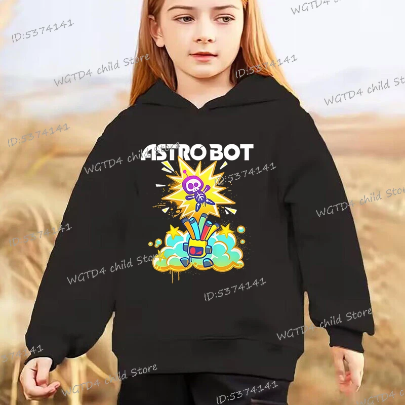 Pop Game ASTRO BOT Print Hoodie Kids Cartoon Long Sleeve Graphic Hooded Playroom Game Pullover Astros Robot Boy Girl Sweatshirts