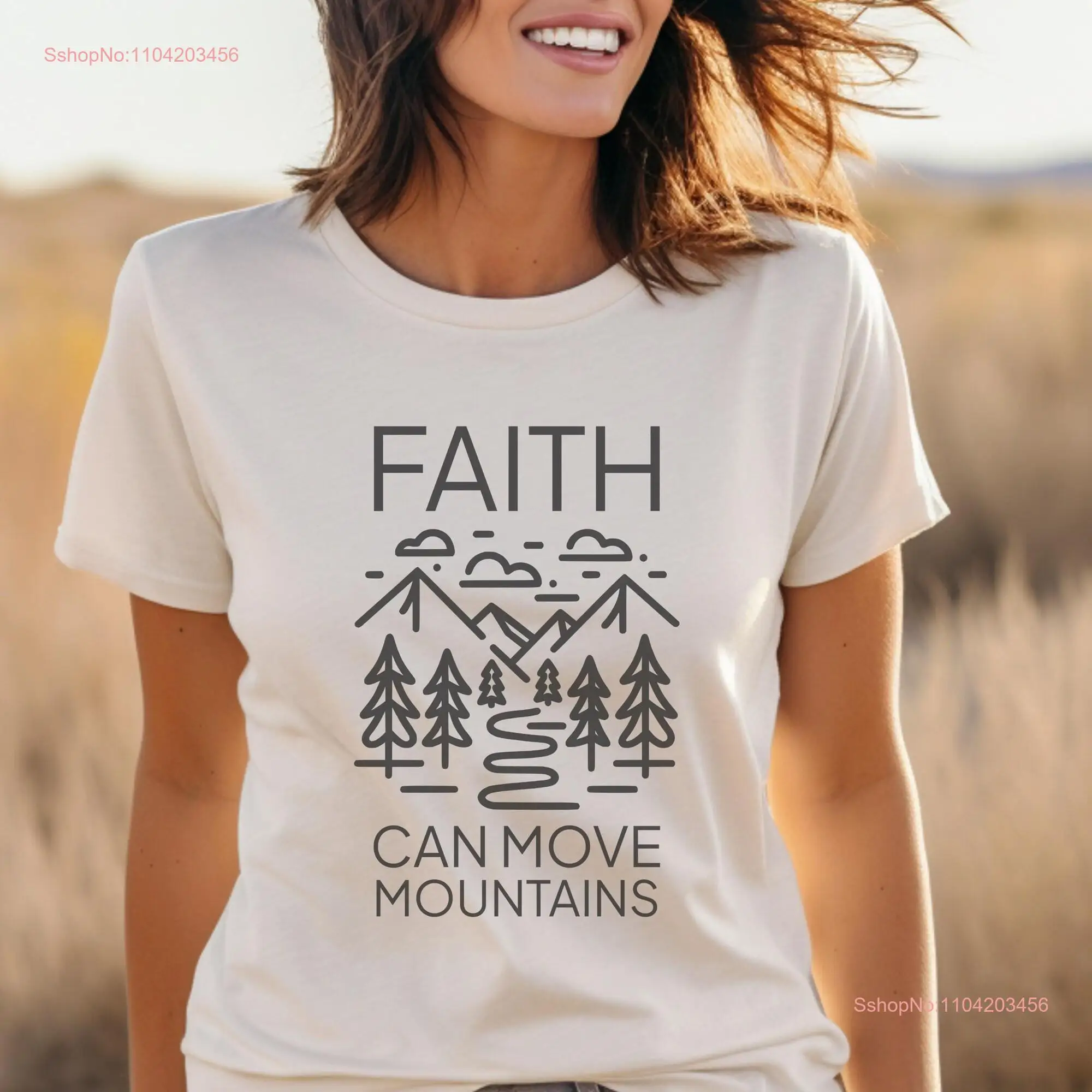 Вера может перемещать горы Христианская футболка в стиле бохо Библейский стих Модные христианские одежда на базе Иисуса с длинными или короткими рукавами