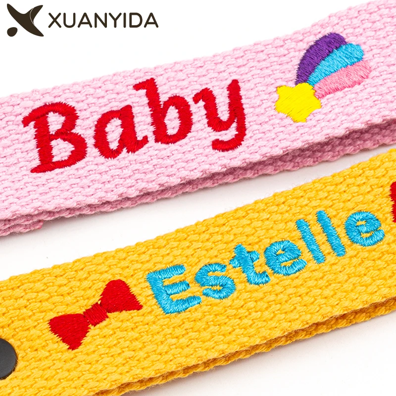 New arrival Customized kindergarten baby name keychain children's embroidery name patch to cloth school bag key ring baby gift