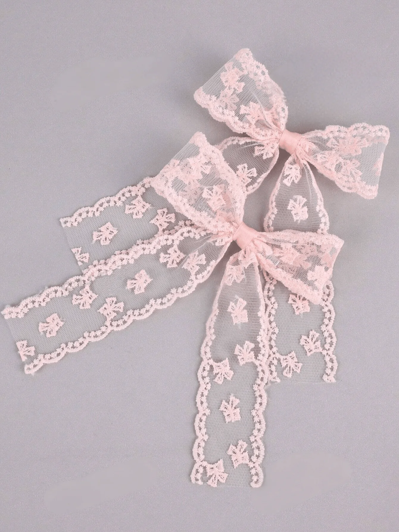 

2pcs Pink Lace Bow Hair Clips With Long Tail Elegant Hair Accessories For Wedding Party Daily Wear