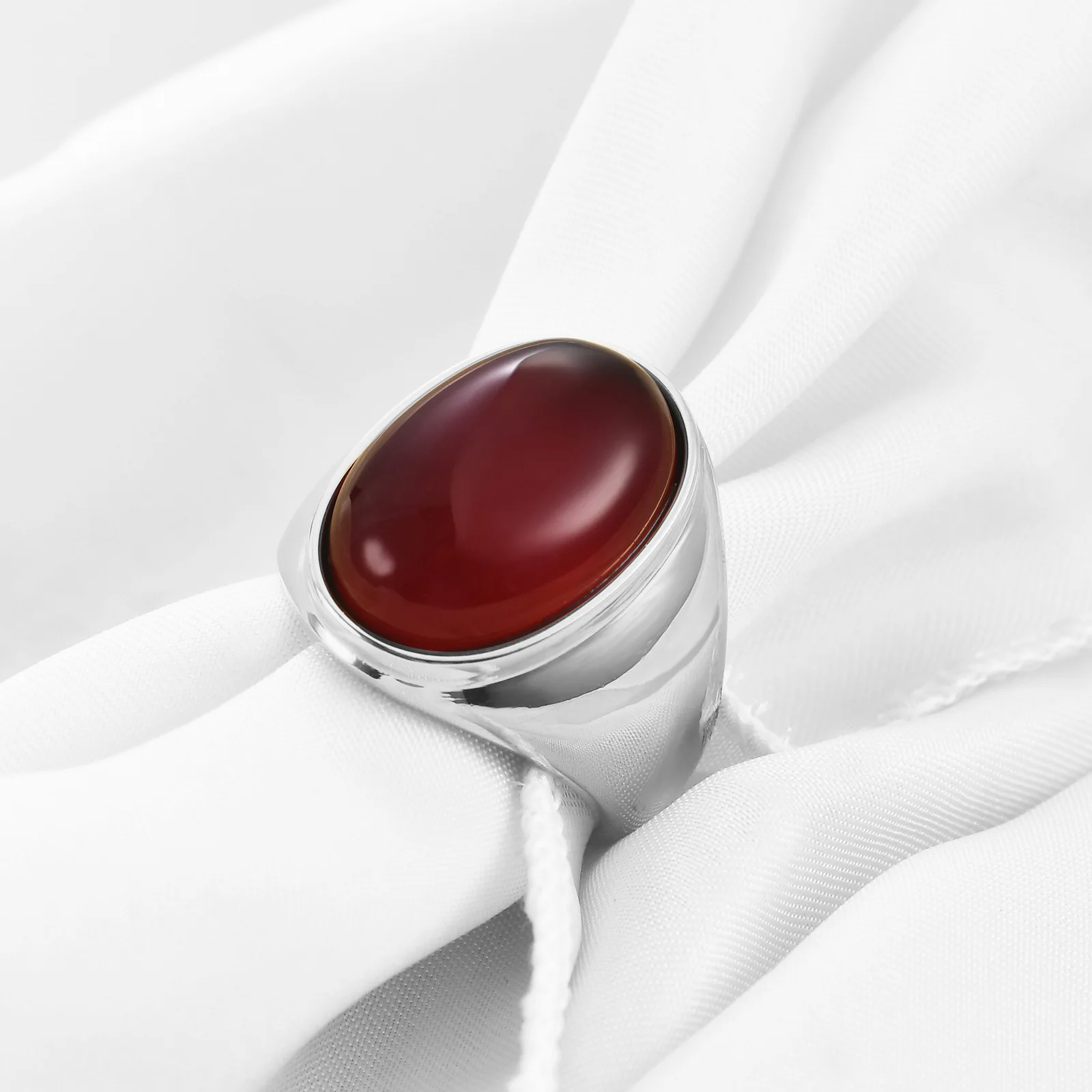 Ovaler Katzenauge-Stein Edelstahlring Gold Silber Plattiert Mehrfarbiger Statement-Ring für Damen und Herren – Detail 10