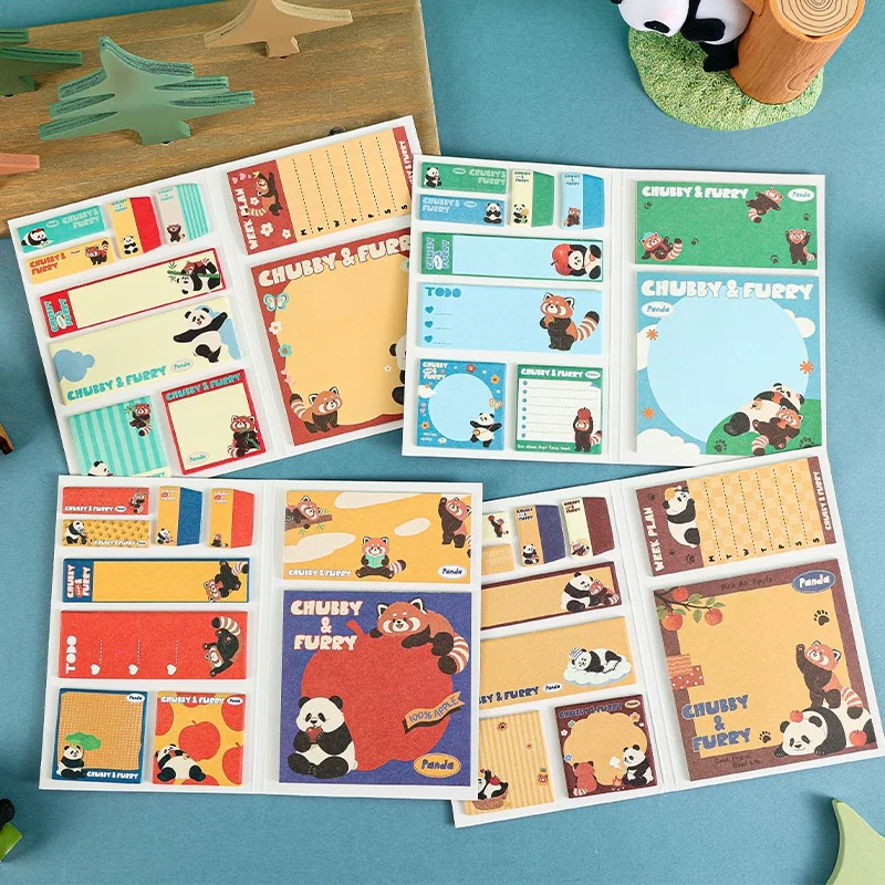 12pcs/lot Kawaii Panda Raccoon Memo Pad Sticky Notes Cute Stationery Label Notepad Planner Sticker Post School Supply