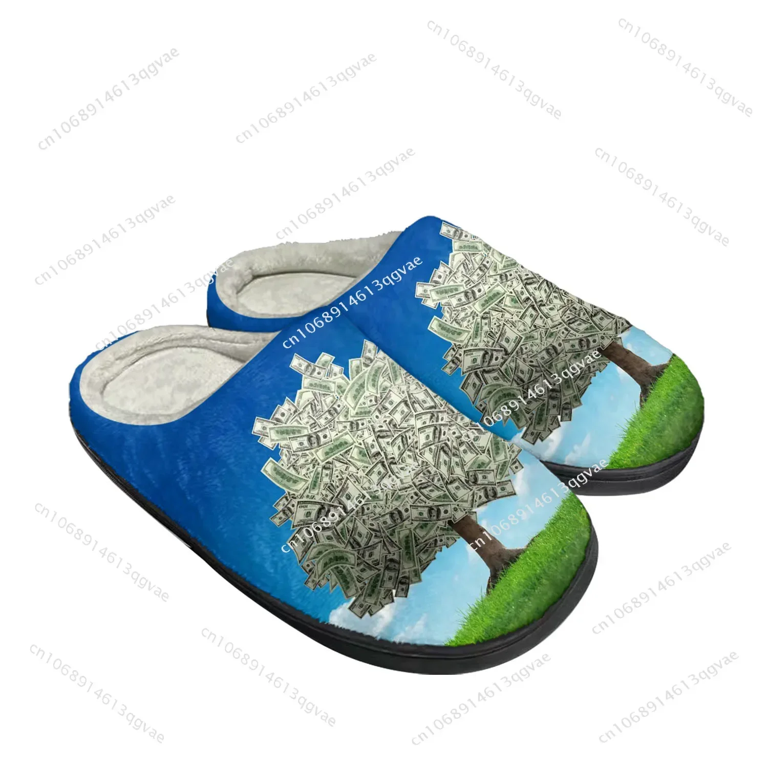 Dollar Green Tree Home Cotton Custom Slippers Mens Womens Sandals Plush Bedroom Casual Keep Warm Shoe Thermal Slipper White