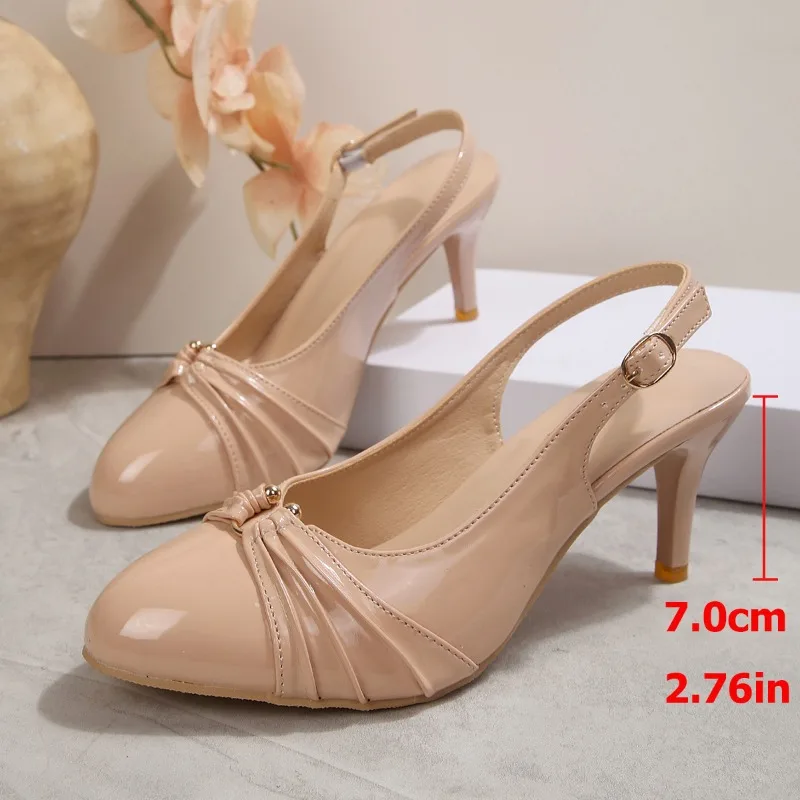 

Round Toe Sandals Women's Summer New Patent Leather Waterproof Strap Roman Shoes