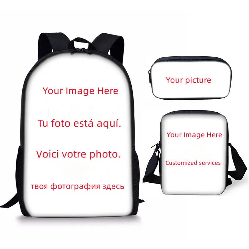 Mochila escolar personalizada para niños, bolso de un solo hombro con patrón personalizado, estuche para lápices, regalo para niños