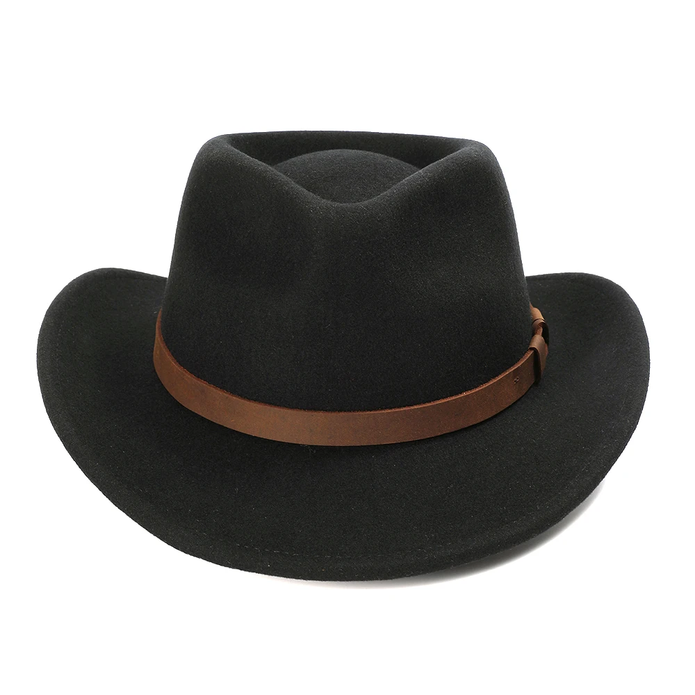 

Crushable Soft 100% Wool Men Cowboy Hat Fedora Winter Outdoor Big Head Large Size Felt Hat High Quality Box Packaging