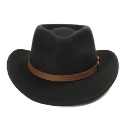 Samendrukbare Zachte 100% Wol Mannen Cowboyhoed Fedora Winter Outdoor Grote Hoofd Grote Maat Vilten Hoed Hoge Kwaliteit Doos Verpakking