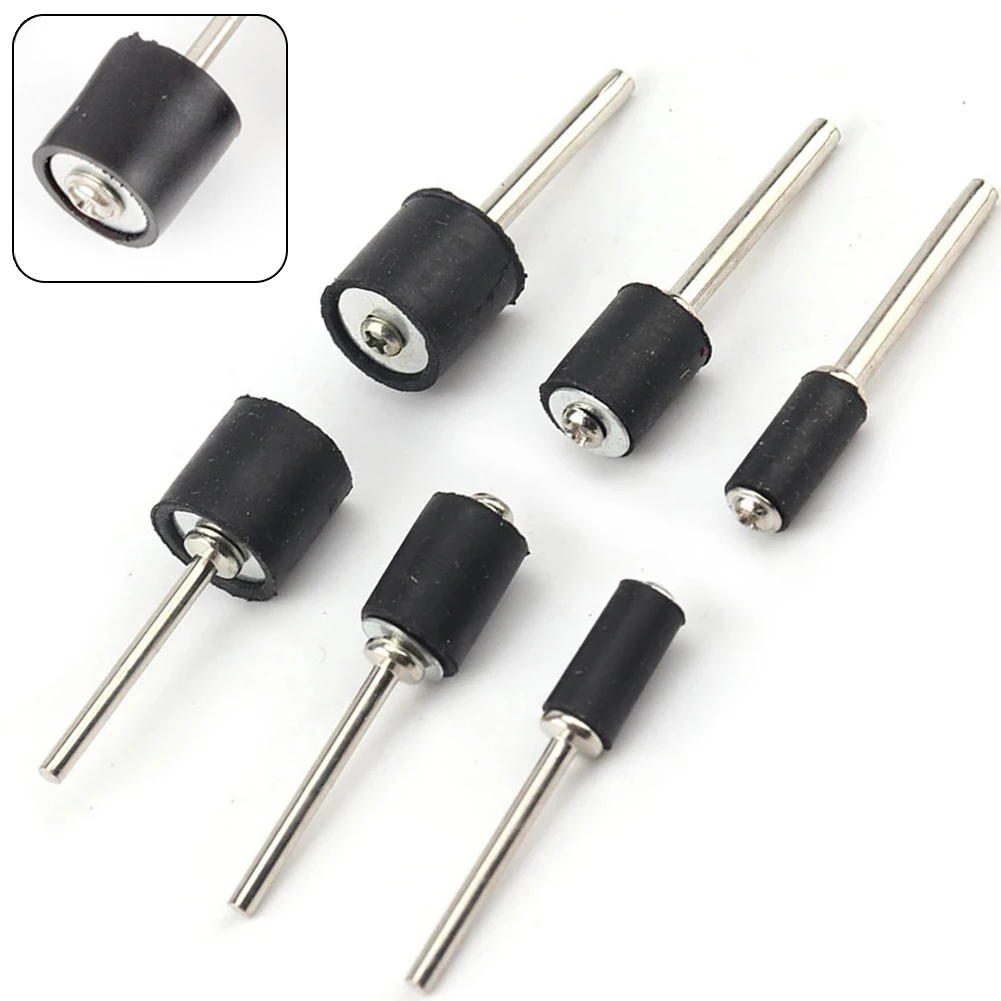 Bộ 6 Cao Su Mandrel 1/8 Inch Máy Xay Trống Chà Nhám Giấy Nhám Vòng Tròn Bộ Đánh Bóng Móng Tay Để Trống Mandrel Mài Phụ Kiện