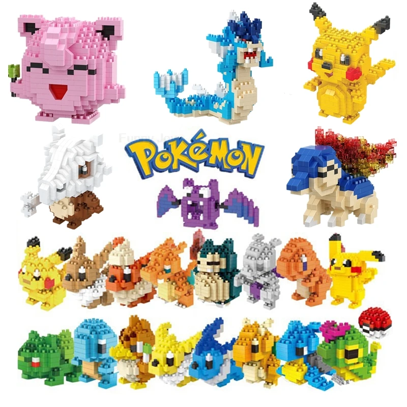 61 Stile Anime-Figuren Pokémon Bausteine Montage Anime Charizard Puppe Blastoise Bulbasaur Gengar Bausteine Spielzeug für Kinder Geschenk