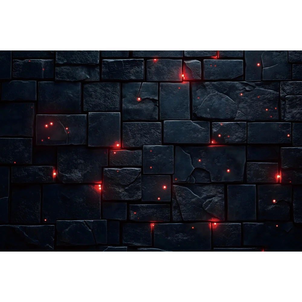 Deep Black Stone Wall Photography Backdrop Retro Natural Rock Wall Slate Red Texture Kids Adult Portrait Photo Background Decor