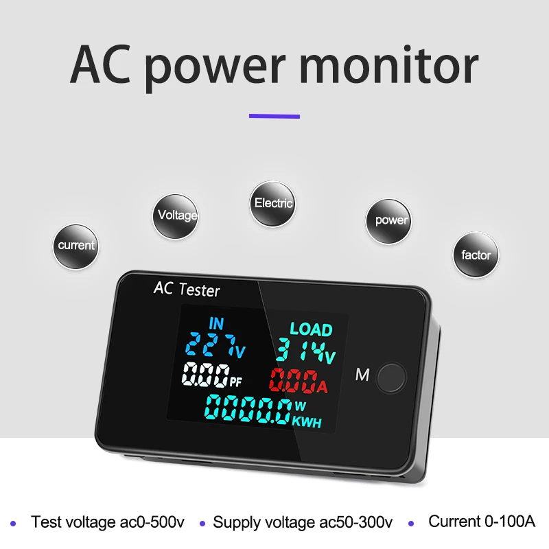 

KWS-AC305 AC Power Meter Digital Voltage Current Power Voltmeter Ammeter 100A Electricity Energy Consumption Monitors