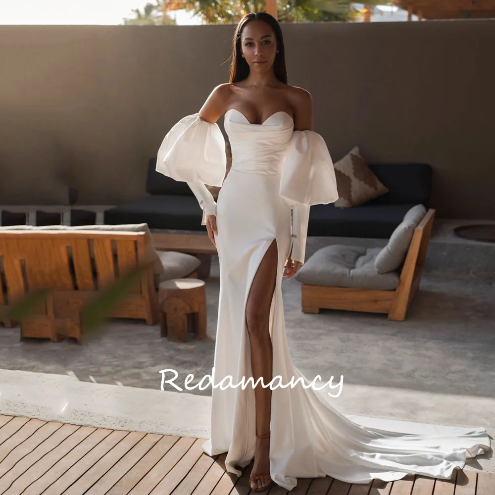 Redamancy White Sweetheart Satin Mermaid Wedding Dresses 2024 Backless Slim Long Floor-Length vestidos de novia Party Dress