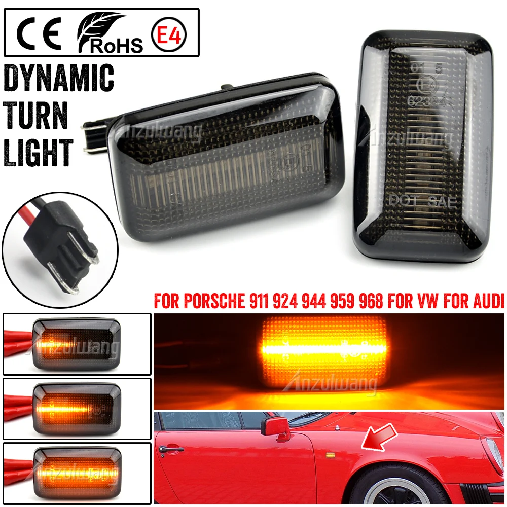 For Porsche 911(930 Type)911 Carrera 2/4 964 993 924/924S 944 959 968 Dynamic LED Side Turn Signal Marker Light Lamp Blinker