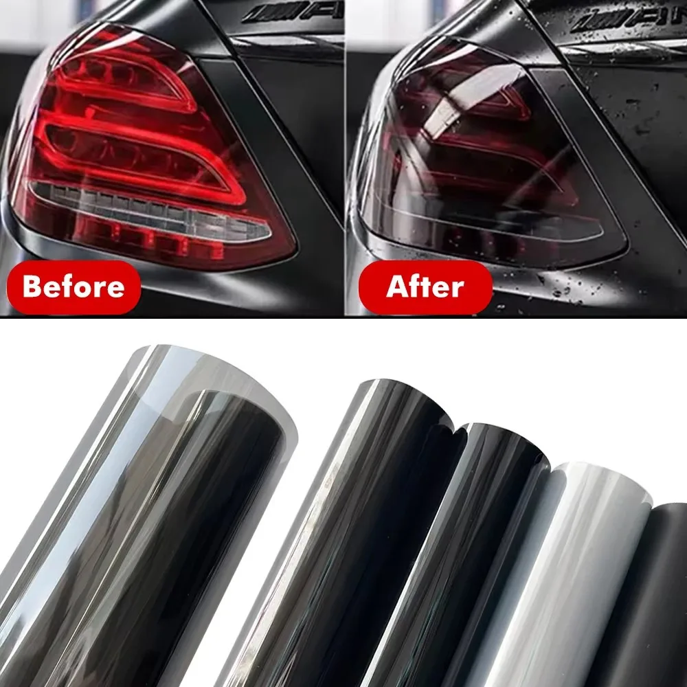 Película de Vinilo Transparente Brillante Color Negro Ahumado, Impermeable, para Faros Delanteros y Traseros, Película Protectora para Automóviles