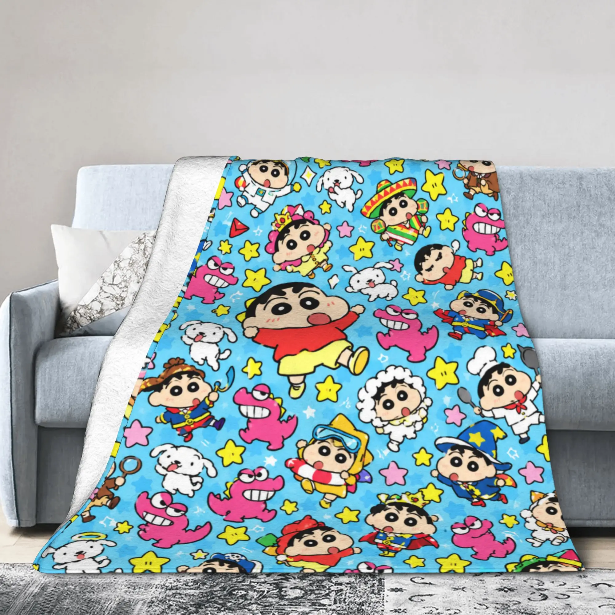 Crayon Shin-chans Bright Cartoon Blankets Quality Warm Soft  Throw Blanket Winter Kids Adult Couch Chair Sofa Bed Bedspread