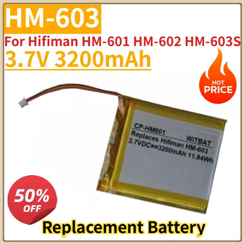 

High Quality New HM-603 Music Player Battery 3.7V 3200mAh for Hifiman HM-601 HM-602 HM-603S Replacement Battery