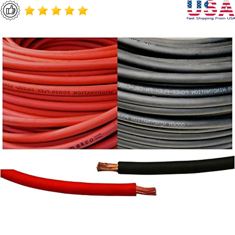 4AWG 15ft Red Black 30ft Total Welding Battery Pure Copper Cable Car Inverter RV Solar Flexibile Wire USA Made Compliant SAE