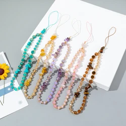 Fashion Solid Color Telephone Lanyard Crystal Gravel Beaded Mobile Phone Chain Women Anti-Lost Cellphone Hanging Cord Jewelry