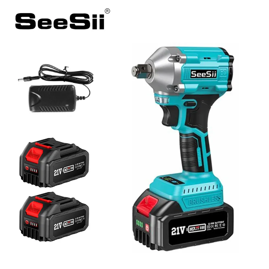 

Seesii 800N.M Impact Wrench Brushless 1/2" Compact Electric Wrench Car Tires Power Tools Impact driver for Makita Battery 4A