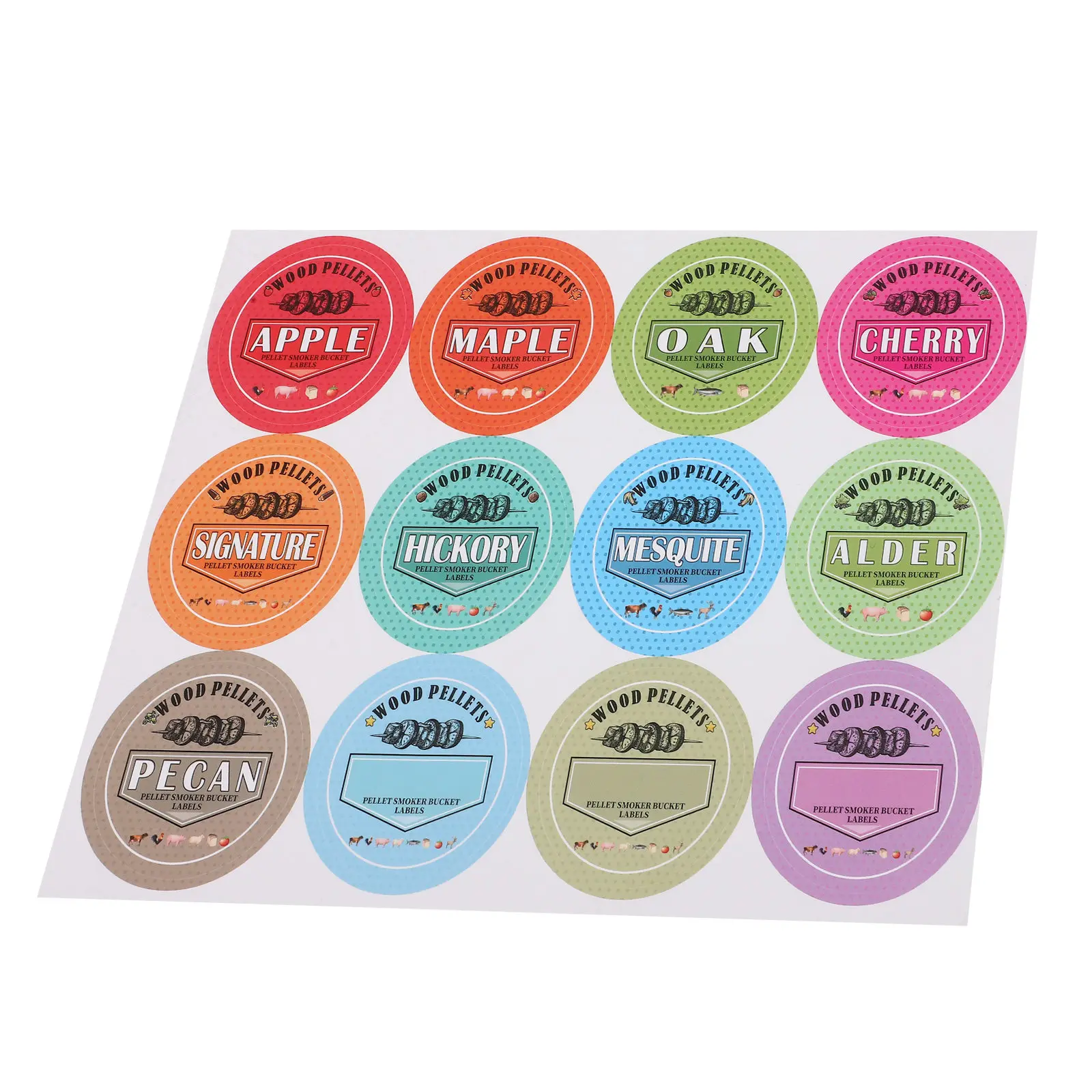 1Sheet Pellets Storage Container Label Stickers Different Flavors Adhesive Smoker Grill Pellets Holder Storage Bucket
