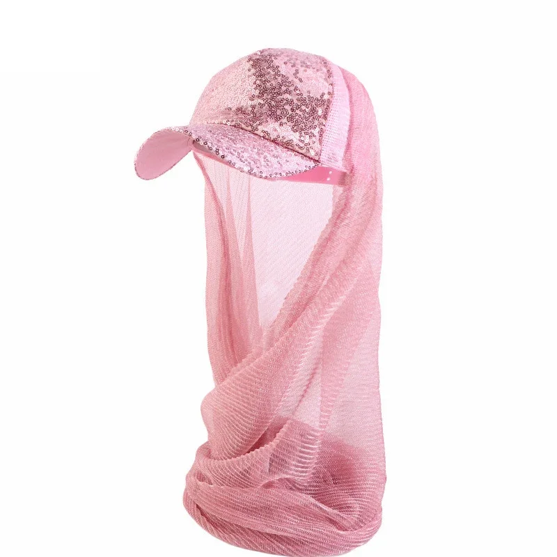 Été Musilm femmes maille paillettes Hijab instantané avec casquettes de Baseball Sports de plein air chapeau de soleil prêt à porter châle Bonnet foulard