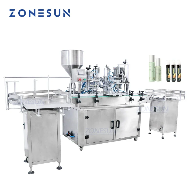 ZONESUN Custom Full Automatic Cosmetic Liquid Milk Honey Squeeze  Vial Bottle Filling And Capping Machine for Production Line