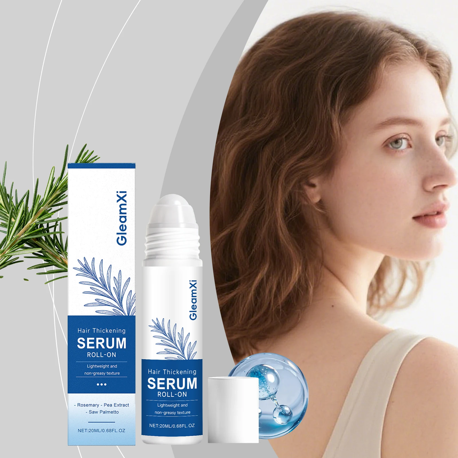 Plant Extract Scalp Serum Roller Rosemary Ginger Revitalize Scalp Reduce Breakage Shedding To Hair Density Oil Hair Care Essence